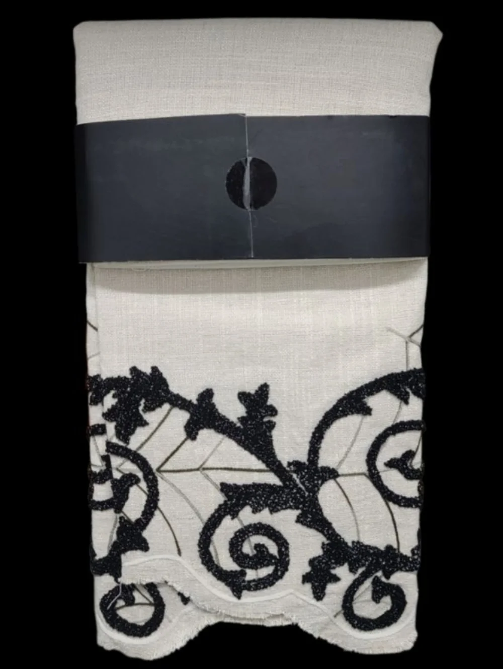 Nicole Miller Halloween Beaded Spider Web Scroll Mantel Fireplace Scarf Decor